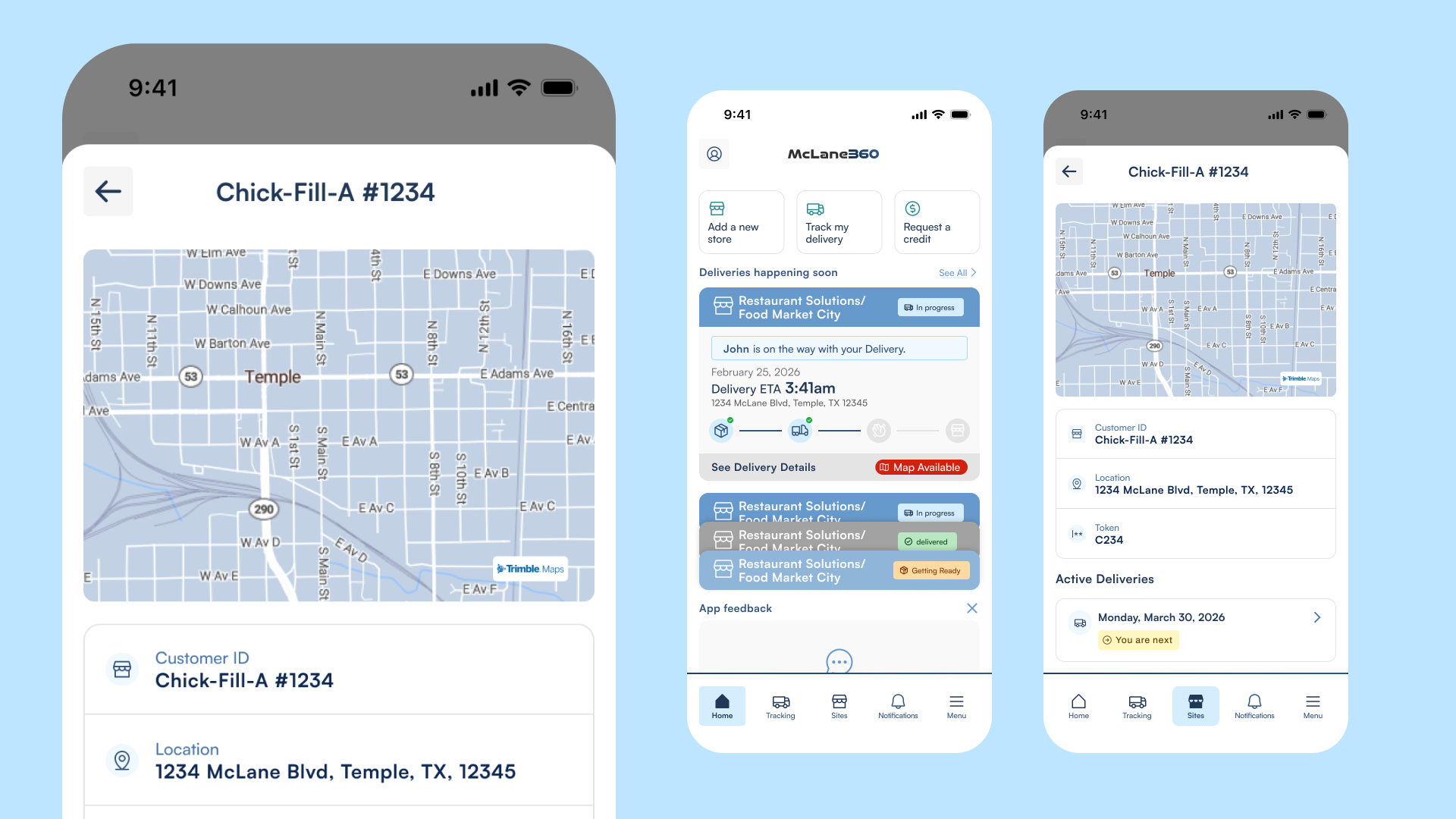 Order tracking screens