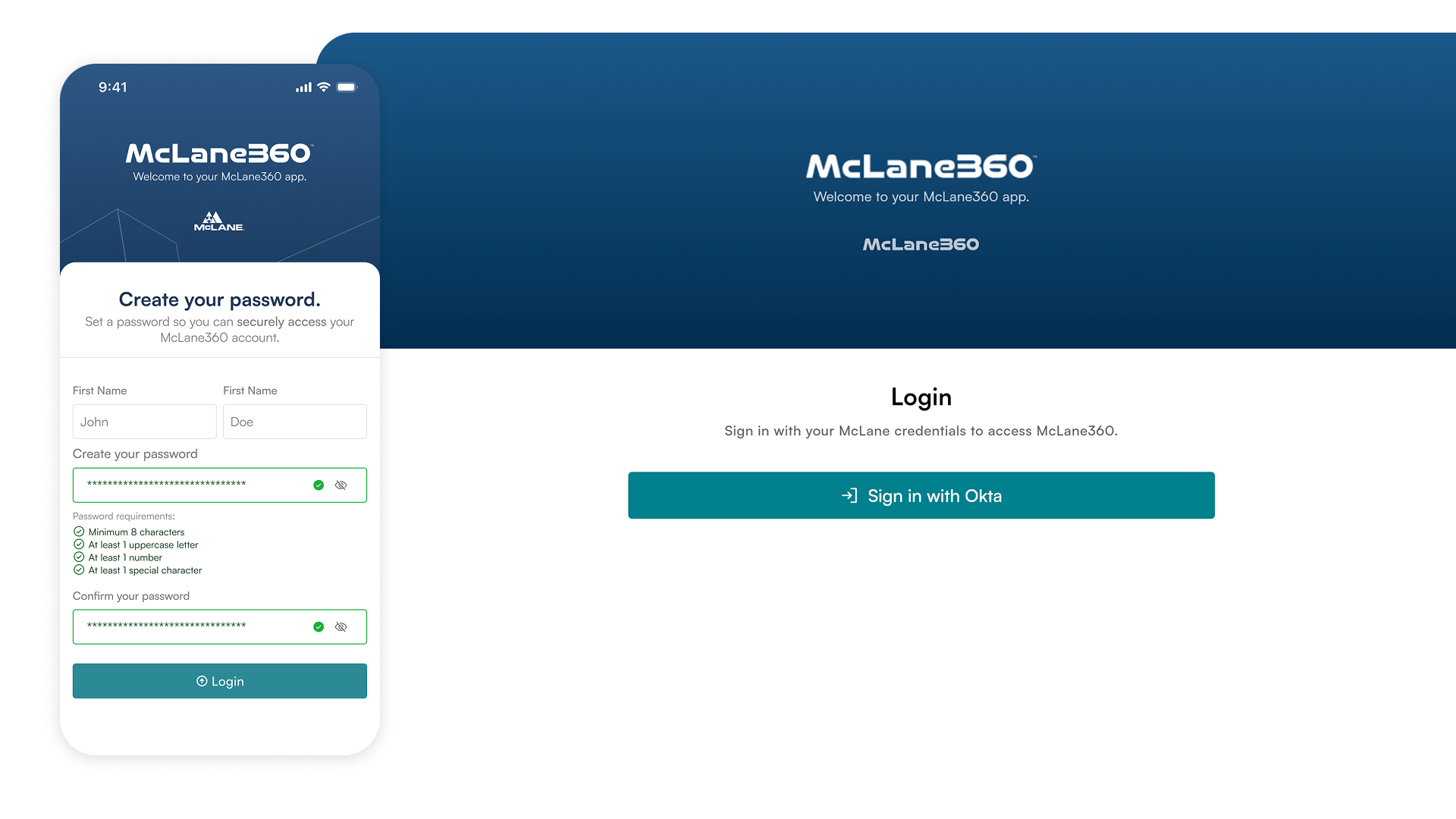 Onboarding and login screens